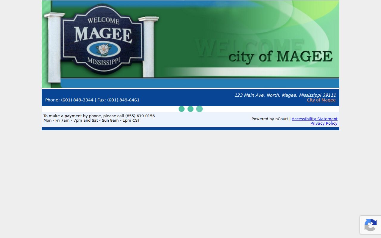 Magee city-linked court payment interface for citations and fees