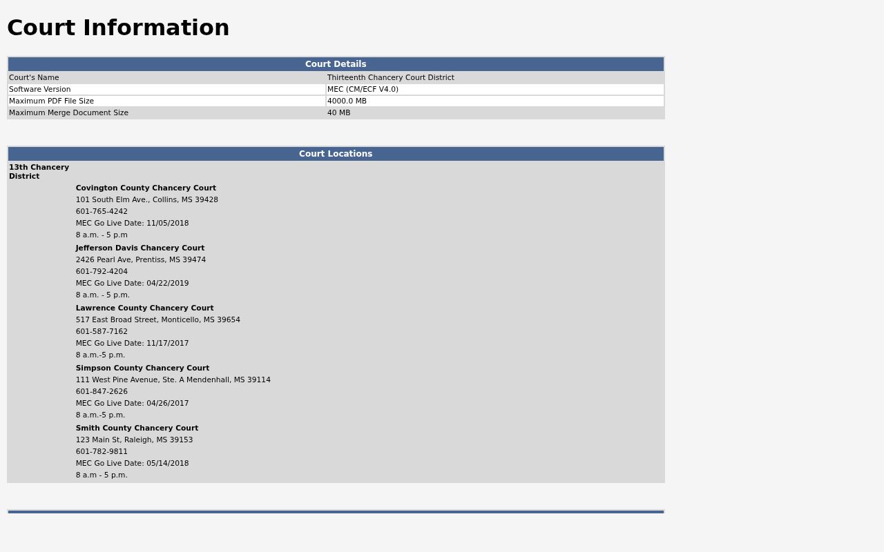 Mississippi Electronic Courts access flags for Simpson County court context